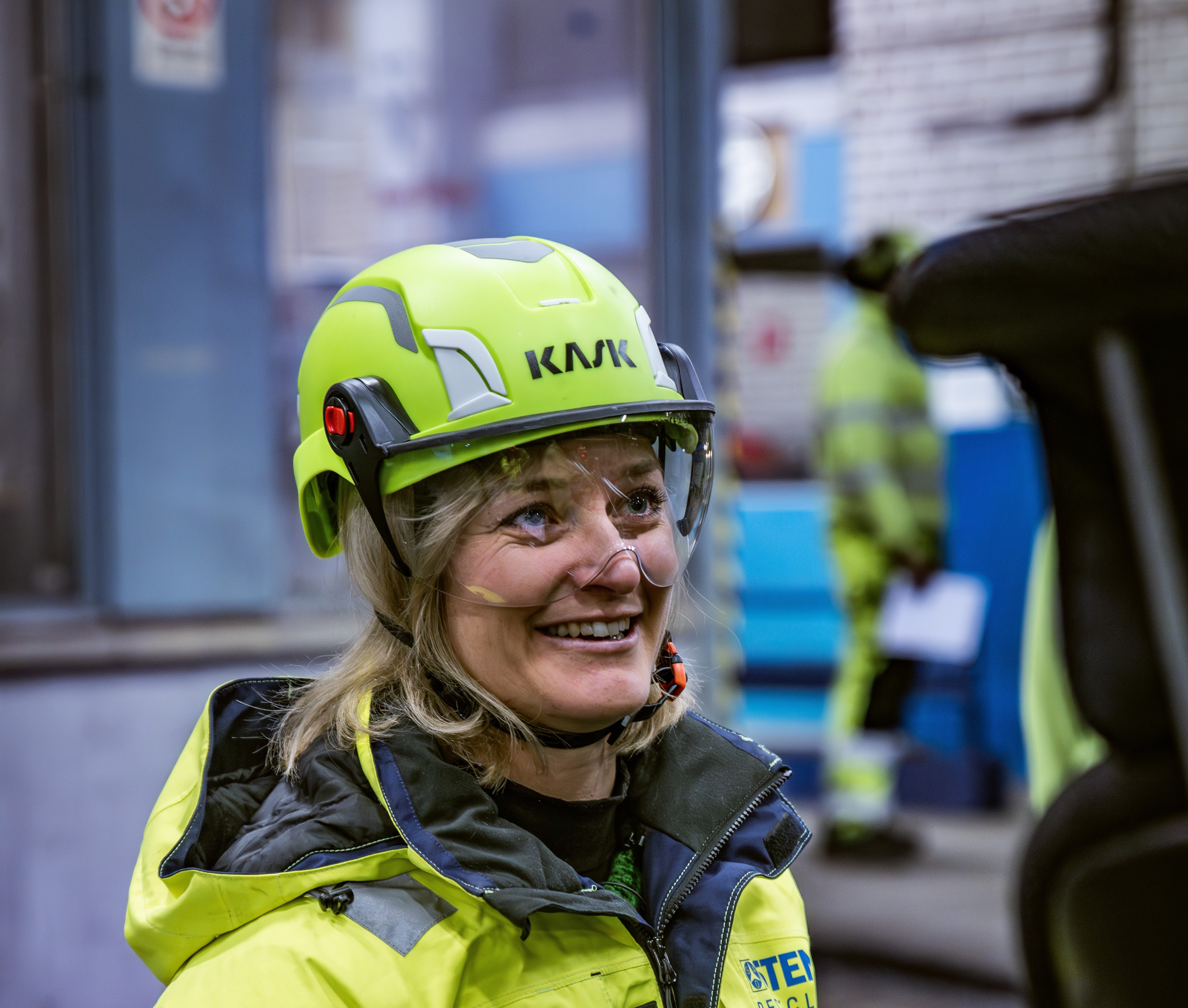 Lovisa Eriksson, head of region Stockholm at Stena Recycling, in protective gear