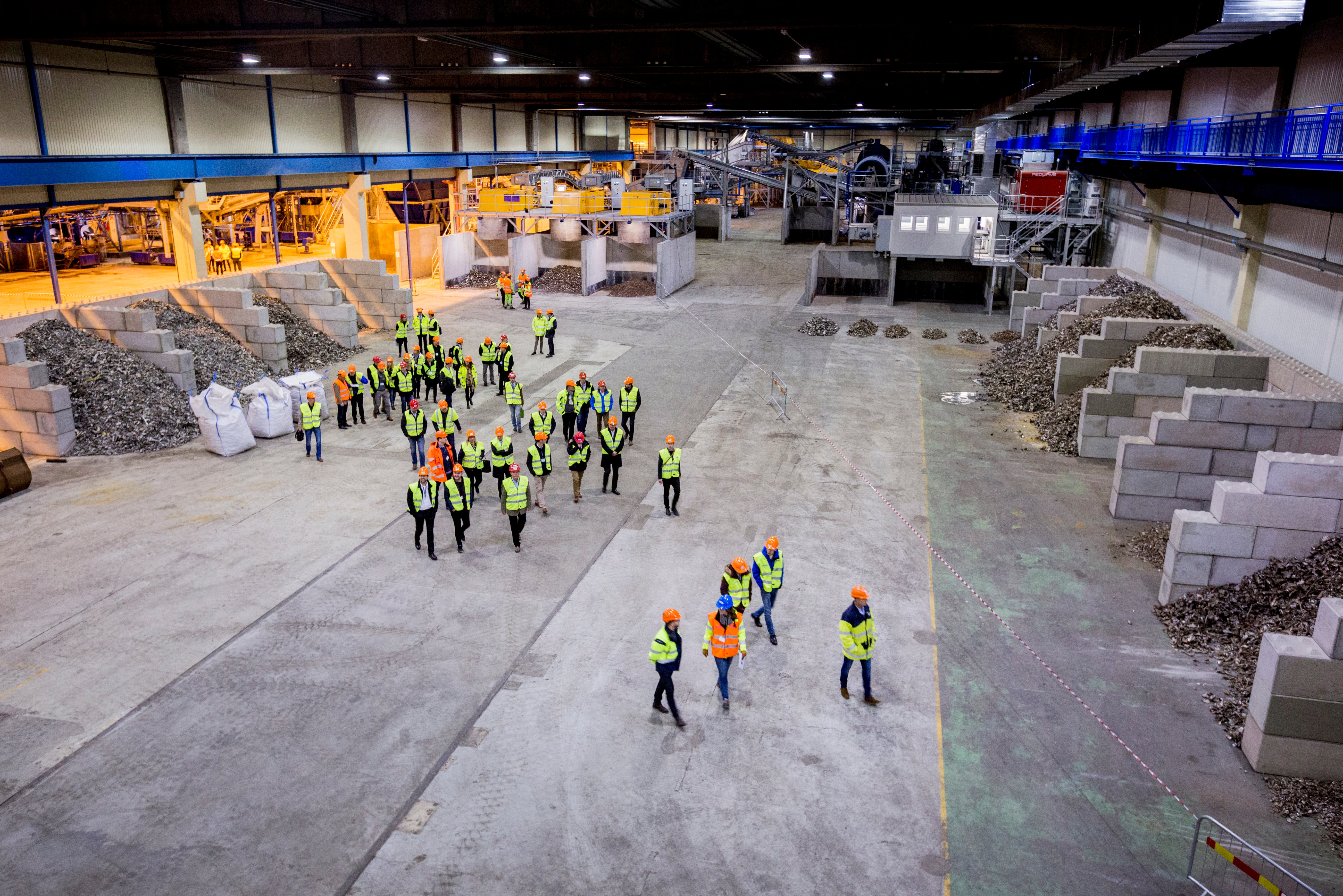 Flygbild inne i Stena Nordic Recycling Center